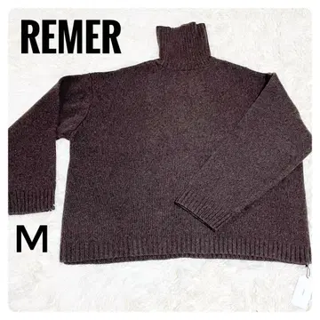 새상품 REMER 브라운 루즈 베이직 울 터틀넥 오버 니트 M