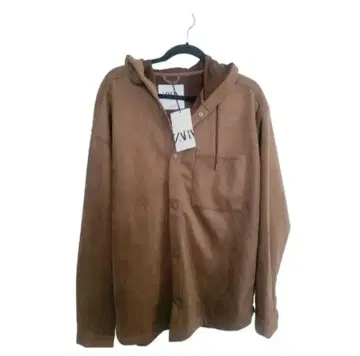 미사용 ZARA 스웨이드 느낌 후드 부착 오버 셔츠