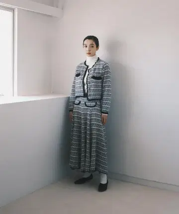 [ foufou ] knit tweed super flare skirt