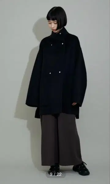 ADAM ET ROPE' 스탠드 칼라 하프 리버 코트