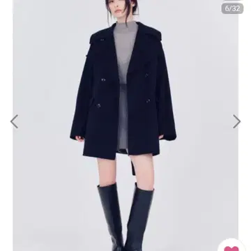 택 포함 미사용 새상품 울 리버 미들 A라인 코트