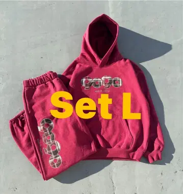 핑크 로고 맨투맨 셋업 L