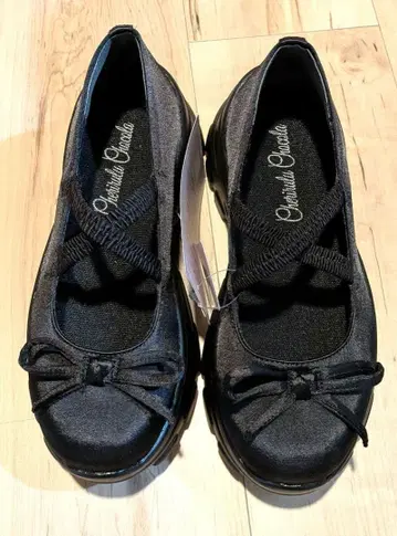 시마무라 미나카타 유이 통굽 리본 스니커즈 블랙 S 사이즈