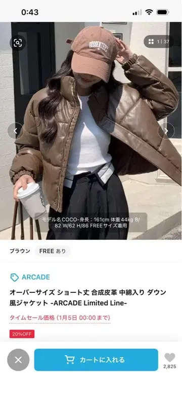 숏 기장 다운 브라운