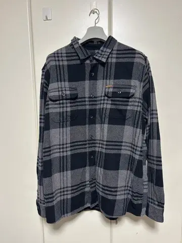ORVIS 블랙 그레이 체크 플란넬 셔츠 XXL