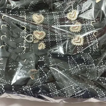 Lizlisa 사다리 리본 트위드 티어드 치마바지 블랙