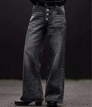 [ CLEL ] 빈티지 디자인 판탈롱 데님 팬츠 블랙