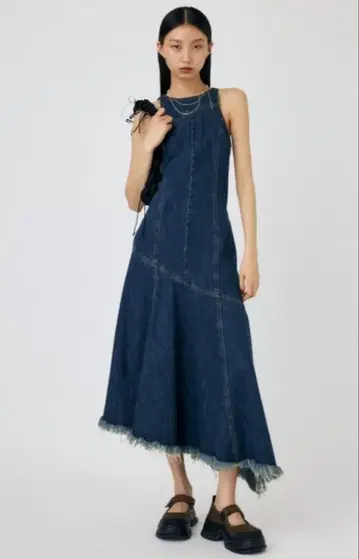 moussy 데님 슬리브리스 원피스