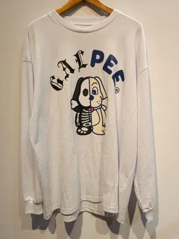GALPEE 긴팔 티셔츠 화이트 강아지 프린트