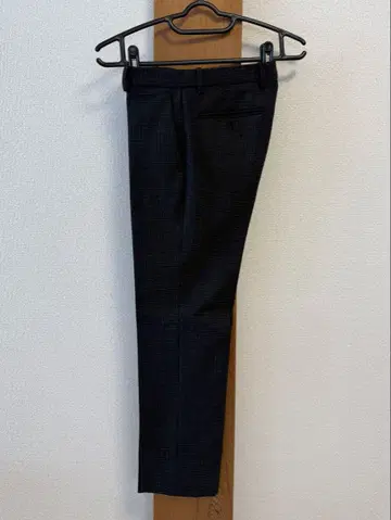 띠어리 팬츠 슬랙스 잔잔한 체크 무늬 다크 네이비