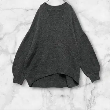 [ 부즈루드 ] V넥 니트 드롭 숄더 오버사이즈 그레이 F