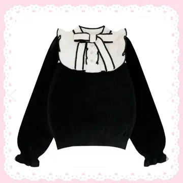 [ Honey Cinnamon ] 절개 프릴 보타이 니트탑