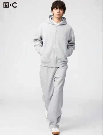 무료배송 UNIQLO:C 맨투맨 와이드 팬츠/긴 길이 GRAY