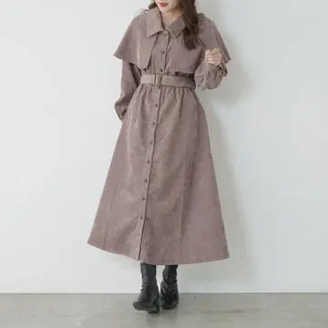 올리브 데 올리브 케이프 코듀로이 원피스 핑크 베이지 프리