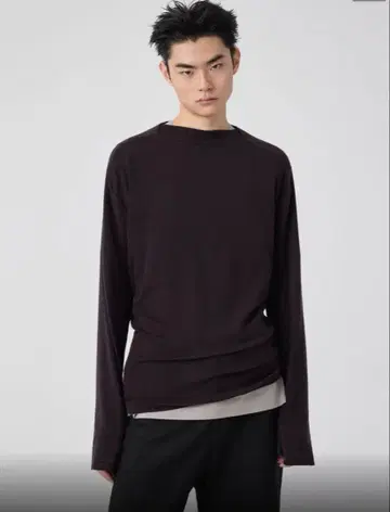 SIMPLE PROJECT 블랙 롱 슬리브 티셔츠