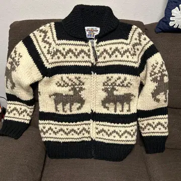 KANATA 캐나다제 사슴 패턴 코위찬 니트 가디건 No.283