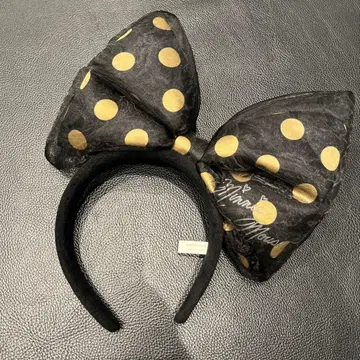 미니 마우스 머리띠 블랙 골드 도트