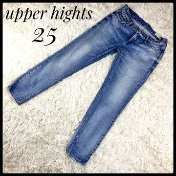 어퍼 하이츠 슬렌더 데님 인디고 데미지 가공 25