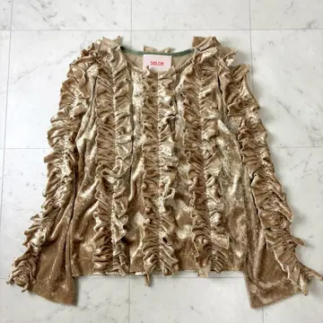 SIIILON 시이론 벨로아 프릴 티셔츠 프리 베이지 일본제