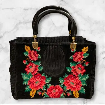 페이러 FEILER 핸드백 슈니르 직조 꽃무늬 블랙