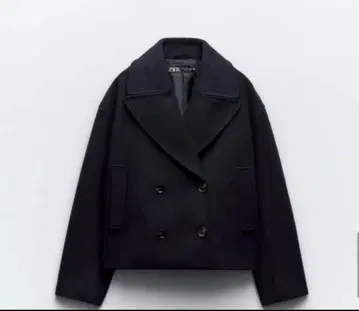 ZARA 소프트 크롭 더블 브레스트 코트 피코트 네이비