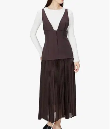 스나이델 코르셋 레이스업 점프스커트 브라운