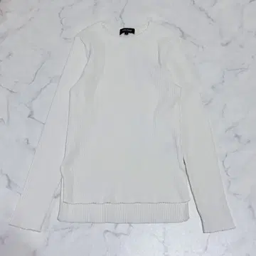 언타이틀 긴팔 스웨터 화이트 리브 [ S 상당 ] 코튼 혼방 새상품급