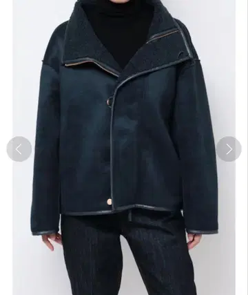 라그나문 리버서블 페이크 무스탕 보아 블루종 네이비