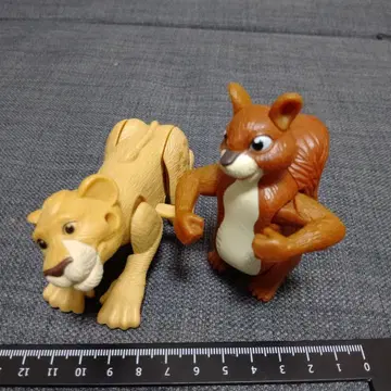 사자와 다람쥐 가동식 피규어 세트 태엽 정크제품 레어