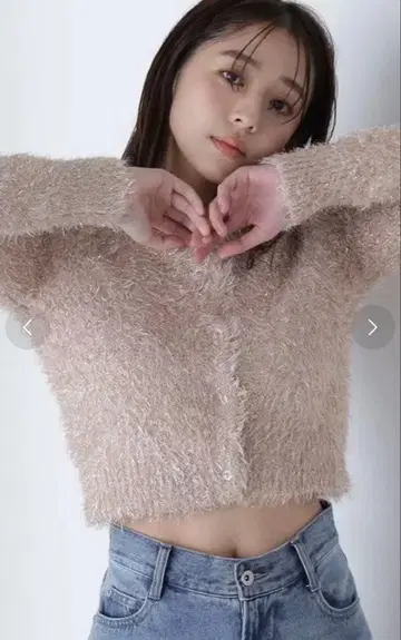 NATURAL BEAUTY BASIC 라메 니트 숏 가디건