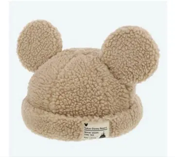 미키마우스 귀달린 보아캡 베이지