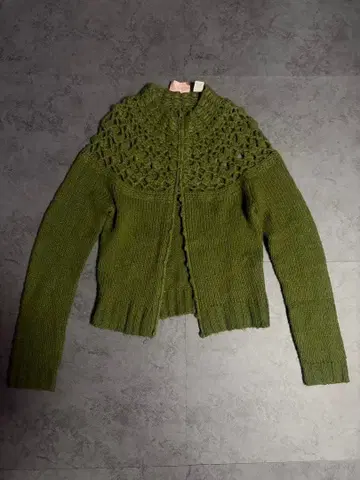 더블 지퍼 크로셰 니트 가디건