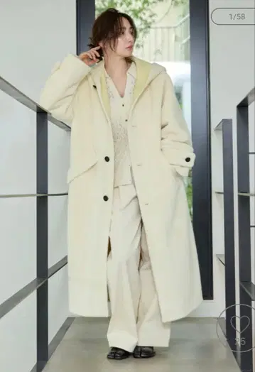 인조 모피 롱 후드 코트