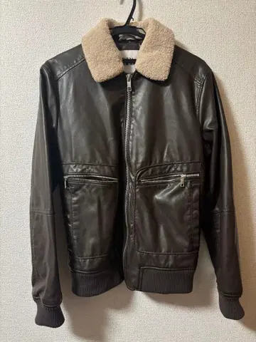 ZARA 다크 브라운 가죽 자켓 퍼 옷깃