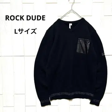 미사용 정가 38500엔 락듀드 니트 스웨터 L 사이즈 블랙 골프