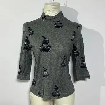 잔니로 주디 하이넥 티셔츠 [36] 그레이 자수 디자인 일본제