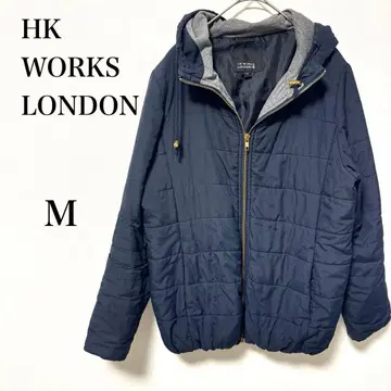 HK웍스런던 후드 부착 퀼팅 자켓 M 네이비