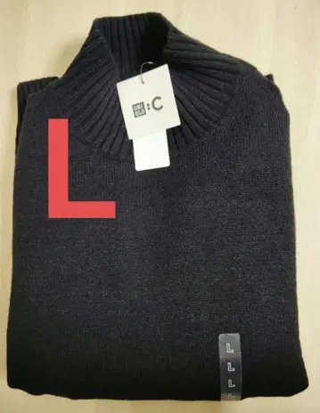 새상품 UNIQLO C 로우게이지 하이넥 스웨터 블랙 L 유니클로