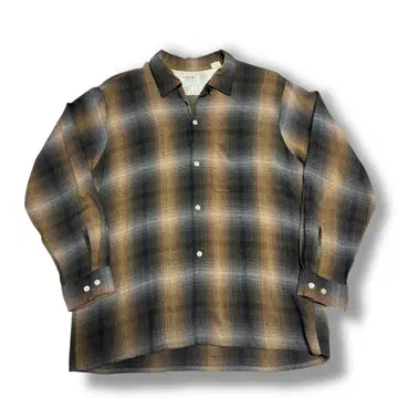 레어 60s Arrow 옴브레 레이온 체크 셔츠 섀도우 XL