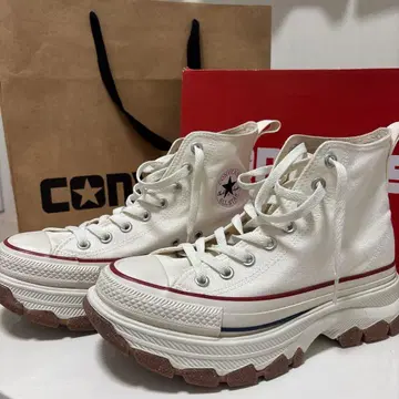 CONVERSE 화이트 하이컷 통굽 스니커즈
