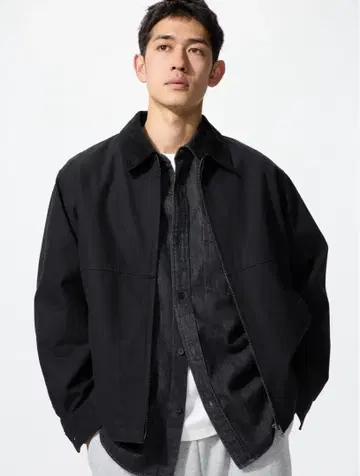 유니클로 집업 숏 블루종 XL