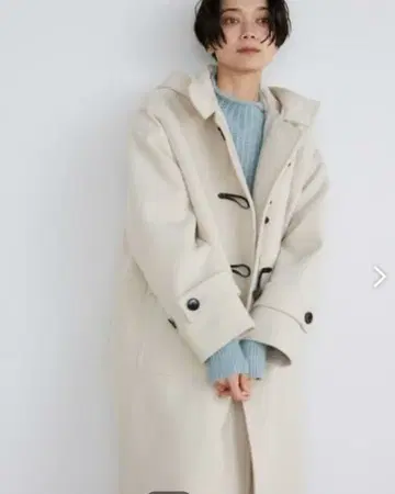 클리닝 완료 이네드 화이트 화이트 크림색 더플 코트 65000엔