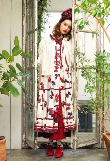 핑크하우스 리본 무늬 롱 원피스 반팔