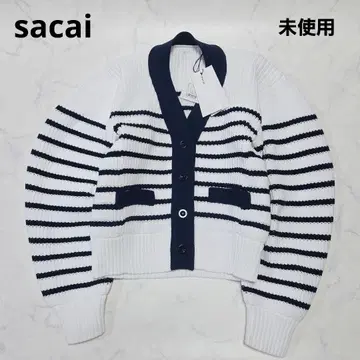 미사용 사카이 Horizontal Stripe 니트 가디건 23년제