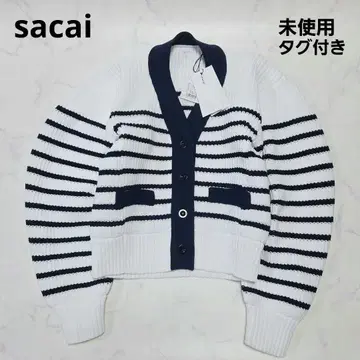 미사용 사카이 Horizontal Stripe 니트 가디건 23년제