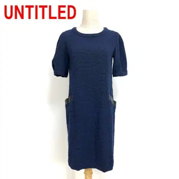 A6251 언타이틀 무릎 기장 원피스 반팔 트위드풍 안감 있음 네이비 2