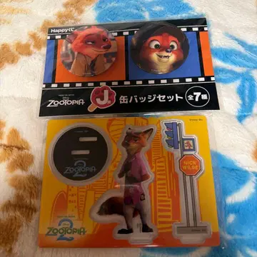 주토피아 해피 복권 J상 캔뱃지 세트 닉 G상 아크릴 스탠드