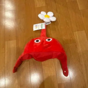피크민풍 빨간색 모자 꽃 장식 포함