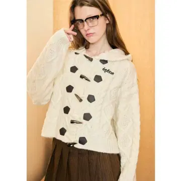 에핀 더플 케이블 니트 가디건