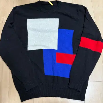 기하학 패턴 컬러 블록 니트 스웨터 M